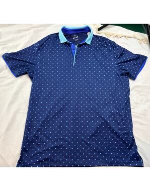 HEAD Golf Polo Men's Navy Star Contrast Collar Performance Golf Shirt Large